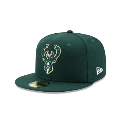 Green Milwaukee Bucks Hat - New Era NBA Team Color 59FIFTY Fitted Caps USA6728015